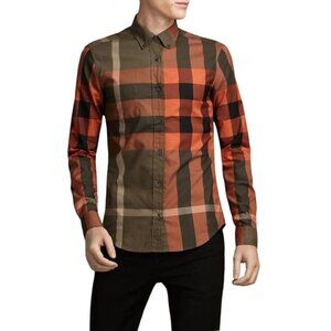 Burberry London, England Giant Exploded Check Cotton Button Down Shirt Medium